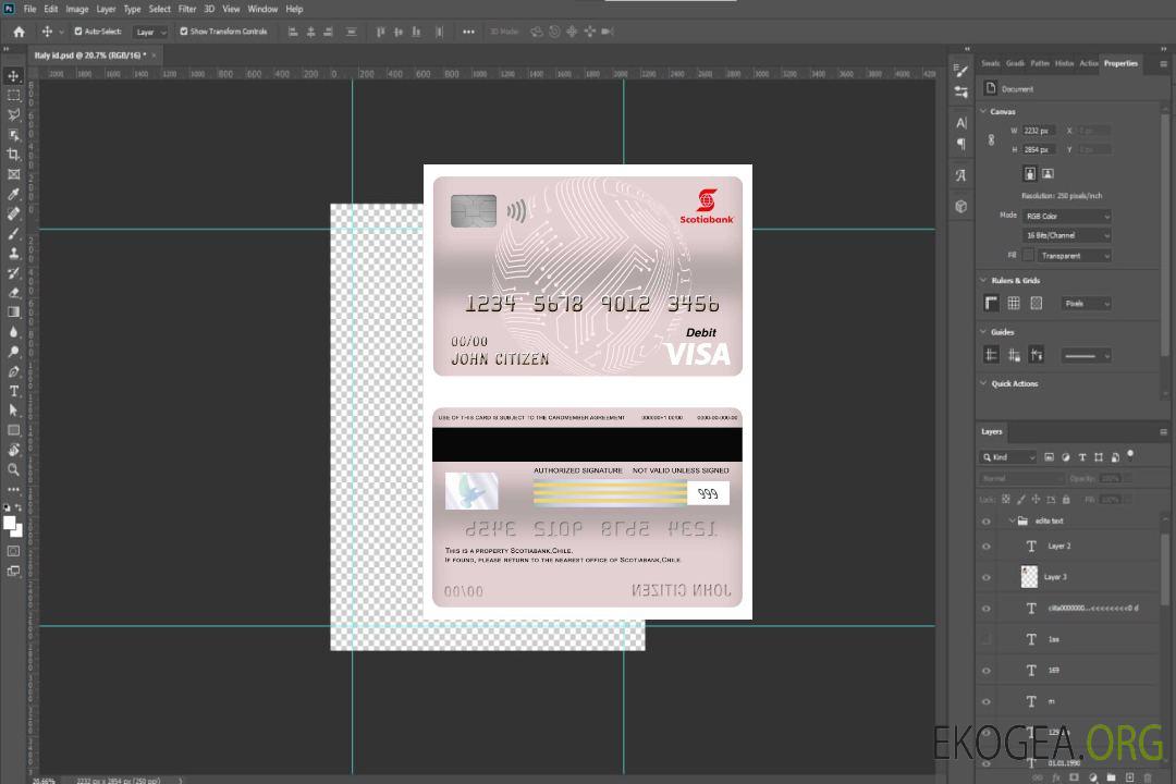 Carte de débit Visa de la Banque Scotia au Chili template Carte de débit Visa de la Banque Scotia au Chili template